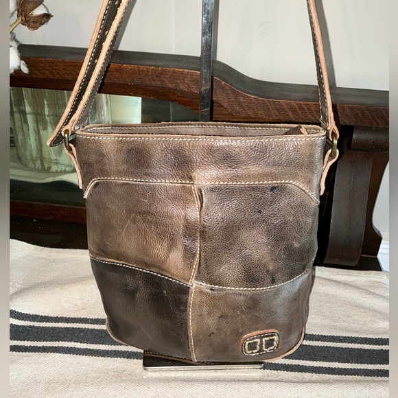 Bed Stu Leather Coronado Crossbody Bag Grey Taupe Rustic Retail $225 - Picture 4 of 12